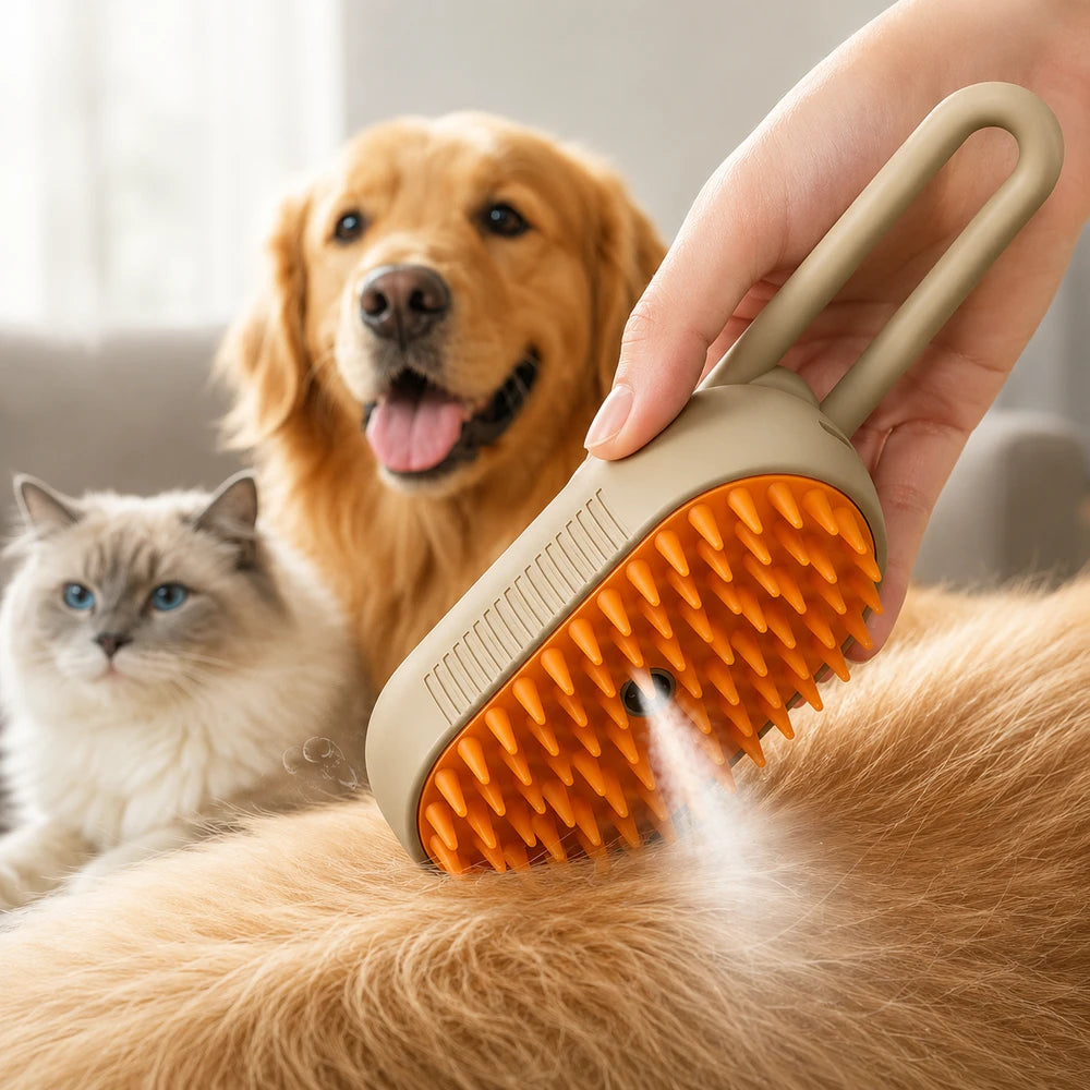 Cat Brush Hair Remover Cat Steam Brush Electric Cleaning Brush Glove for Dogs Removes Take Out Hairs Vapir Cat Accessories